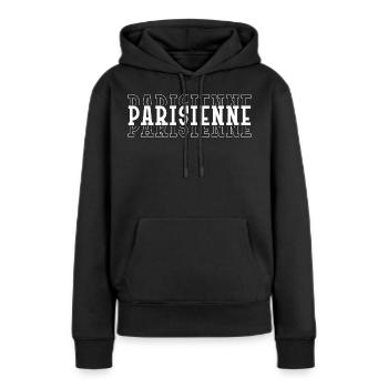 Parisienne in weißer Schrift - Frauen Premium Bio Hoodie - Schwarz - Vorne - Julia (174cm)