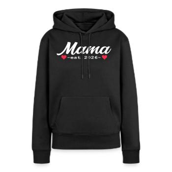 Cadeau de grossesse maman 2026 - Sweat à capuche Premium bio Femme - noir - Devant - Julia (174cm)