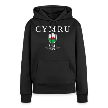 Walisischer Stolz, ich liebe Wales - Frauen Premium Bio Hoodie - Schwarz - Vorne - Julia (174cm)