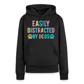Leicht ablenkbar durch Hunde - Frauen Premium Bio Hoodie - Schwarz - Vorne - Julia (174cm)