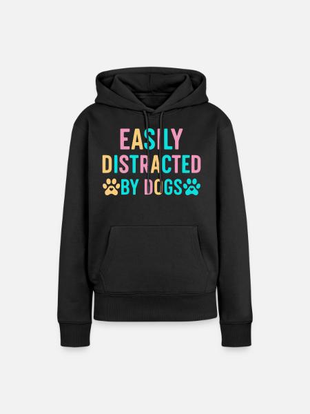 Leicht ablenkbar durch Hunde - Frauen Premium Bio Hoodie - Schwarz