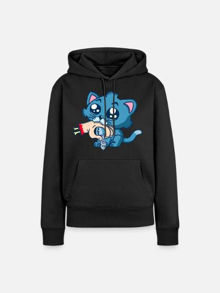 Gourmet-Kätzchen - Frauen Premium Bio Hoodie - Schwarz