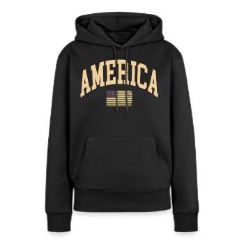 Amerika Camouflage Flagge - Frauen Premium Bio Hoodie - Schwarz - Vorne - Julia (174cm)