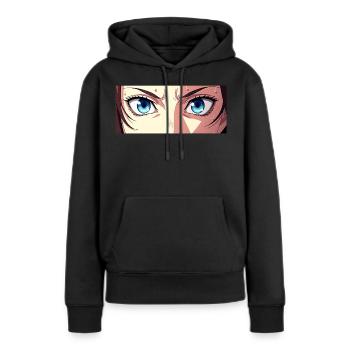 Anime Eyes Blue Iris Manga Fan - Sweat à capuche Premium bio Femme - noir - Devant - Julia (174cm)