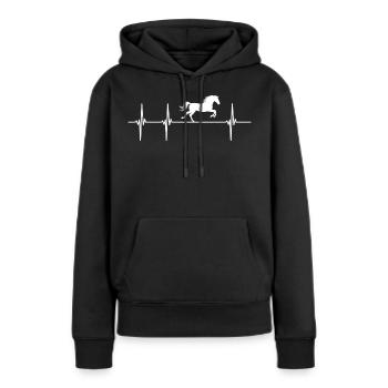 Pferd Galopp im Herzschlag - Frauen Premium Bio Hoodie - Schwarz - Vorne - Julia (174cm)