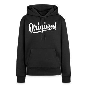 Original Unique Design Exclusif Création Tendance - Sweat à capuche Premium bio Femme - noir - Devant - Julia (174cm)