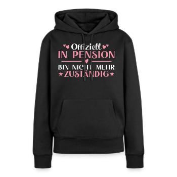 Retraité non responsable - Pension - Sweat à capuche Premium bio Femme - noir - Devant - Julia (174cm)
