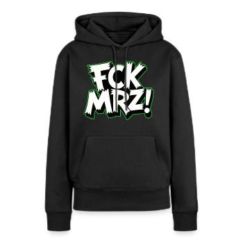 Slogan de protestation politique FCK Mar - Sweat à capuche Premium bio Femme - noir - Devant - Julia (174cm)