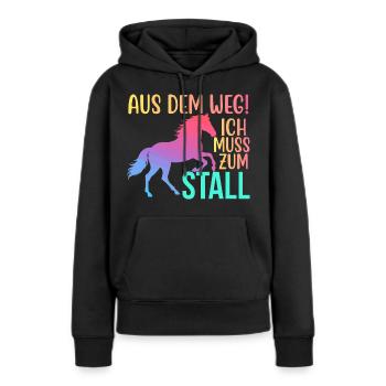 Aus dem Weg Ich muss zum Stall Reiten Reiterin - Frauen Premium Bio Hoodie - Schwarz - Vorne - Julia (174cm)