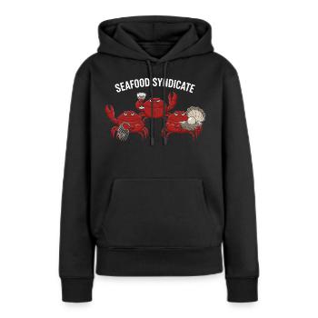 Syndicat des fruits de mer Crabes Mafia Fruits de mer - Sweat à capuche Premium bio Femme - noir - Devant - Julia (174cm)