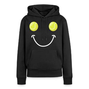 Visage Heureux du Tennis - Sweat à capuche Premium bio Femme - noir - Devant - Julia (174cm)