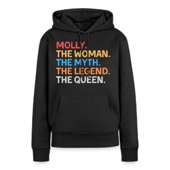 Molly la Femme Le Mythe La Légende La Reine - Sweat à capuche Premium bio Femme - noir - Devant - Julia (174cm)