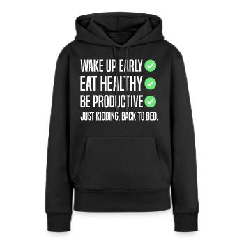 Lustiger Vorsatz für das neue Jahr - Frauen Premium Bio Hoodie - Schwarz - Vorne - Julia (174cm)