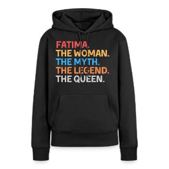 Fatima la Femme Le Mythe La Légende La Reine - Sweat à capuche Premium bio Femme - noir - Devant - Julia (174cm)