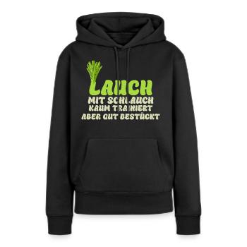 Gym LAUCH MIT SCHLAUCH KAUM TRAINIERT Lustig - Frauen Premium Bio Hoodie - Schwarz - Vorne - Julia (174cm)
