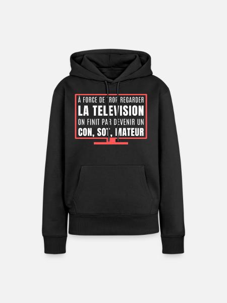Du schaust zu viel fern - Frauen Premium Bio Hoodie - Schwarz