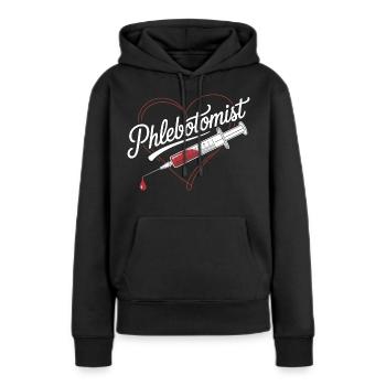 Injection cardiaque de phlébotomiste - Sweat à capuche Premium bio Femme - noir - Devant - Julia (174cm)