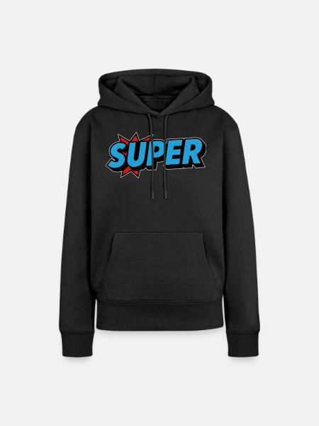 Super Retro oldschool Schriftzug - Frauen Premium Bio Hoodie - Schwarz