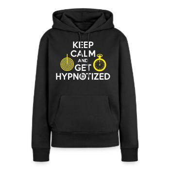 Hypnotiseur Reste calme Fais-toi hypnotiser Professionnel clinique - Sweat à capuche Premium bio Femme - noir - Devant - Julia (174cm)