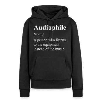 Définition audiophile de la musique amoureuse - Sweat à capuche Premium bio Femme - noir - Devant - Julia (174cm)
