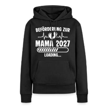 Schwangerschaft Ankündigen Werdende Mama 2027 - Frauen Premium Bio Hoodie - Schwarz - Vorne - Julia (174cm)