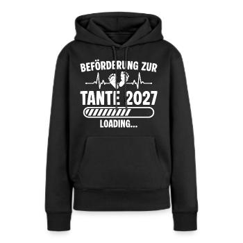 Schwangerschaft Ankündigen Werdende Tante 2027 - Frauen Premium Bio Hoodie - Schwarz - Vorne - Julia (174cm)