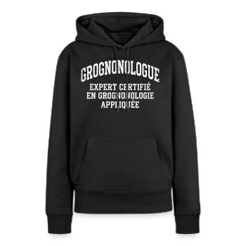 Grummeliger Humor-Nörgler und Grognonologe - Frauen Premium Bio Hoodie - Schwarz - Vorne - Julia (174cm)