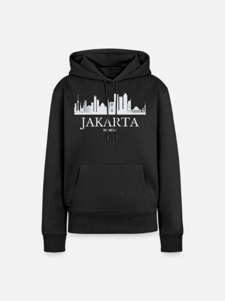 Jakarta Skyline, Jakarta Indonesien - Frauen Premium Bio Hoodie - Schwarz