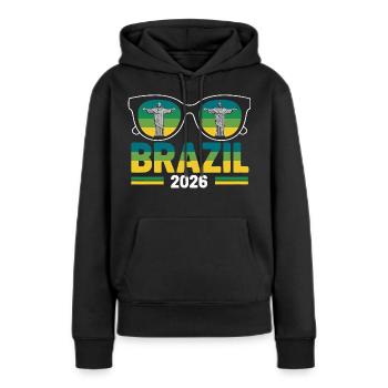 Brésil 2026 Lunettes de soleil Christ Rédempteur - Sweat à capuche Premium bio Femme - noir - Devant - Julia (174cm)