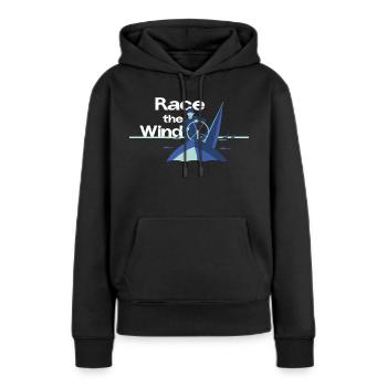 Race the Wind – Regatta Crew Segel Spruch - Frauen Premium Bio Hoodie - Schwarz - Vorne - Julia (174cm)