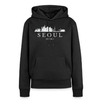 Seoul Skyline, Seoul, Südkorea - Frauen Premium Bio Hoodie - Schwarz - Vorne - Julia (174cm)