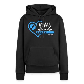 Maman 2026 version cœur de chargement garçon bleu - Sweat à capuche Premium bio Femme - noir - Devant - Julia (174cm)