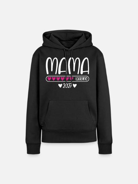Mama 2027 loading Herzchen Ladebalken - Frauen Premium Bio Hoodie - Schwarz