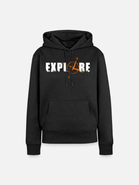 Explore Motiv mit einem Kompass - Frauen Premium Bio Hoodie - Schwarz