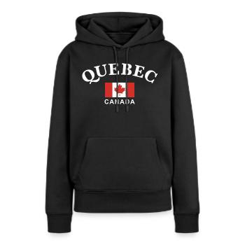 Québec, Canada - Sweat à capuche Premium bio Femme - noir - Devant - Julia (174cm)
