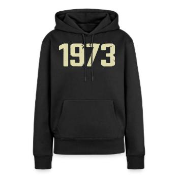 Jubilé 1973 - Sweat à capuche Premium bio Femme - noir - Devant - Julia (174cm)