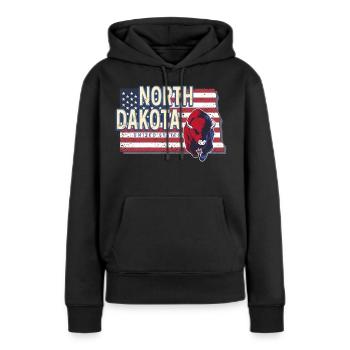 North Dakota Vereinigte Staaten Vintage USA Design - Frauen Premium Bio Hoodie - Schwarz - Vorne - Julia (174cm)