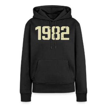 Jubilé 1982 - Sweat à capuche Premium bio Femme - noir - Devant - Julia (174cm)