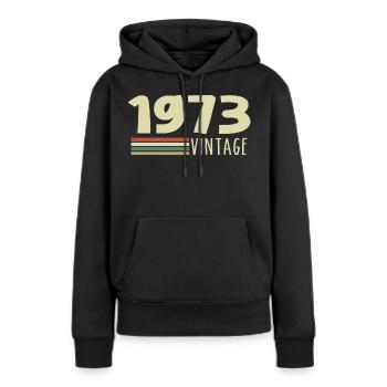 1973-Jubiläum-1973-retro-1973 - Frauen Premium Bio Hoodie - Schwarz - Vorne - Julia (174cm)