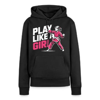 Maillot de karaté pour filles – Jouez comme une fille - Sweat à capuche Premium bio Femme - noir - Devant - Julia (174cm)