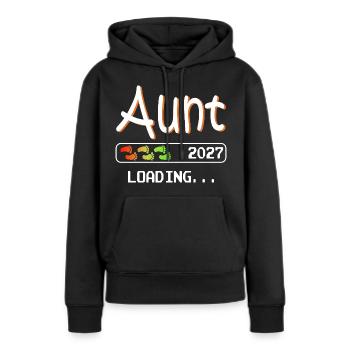 Chargement de la future tante 2027 Je vais devenir tante - Sweat à capuche Premium bio Femme - noir - Devant - Julia (174cm)