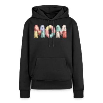 Look tissu patchwork de lettrage de maman - Sweat à capuche Premium bio Femme - noir - Devant - Julia (174cm)
