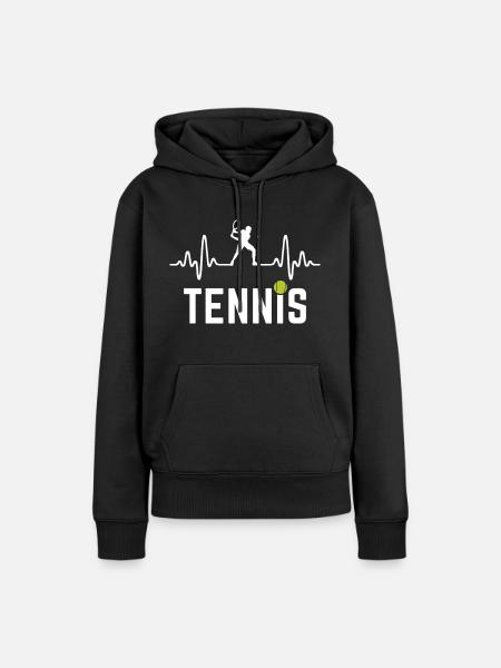 Tennis Herzschlag Tennisspieler - Frauen Premium Bio Hoodie - Schwarz