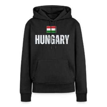 Drapeau hongrois, patriote hongrois - Sweat à capuche Premium bio Femme - noir - Devant - Julia (174cm)