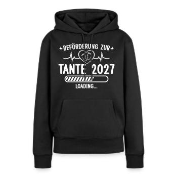 Beförderung zur Tante 2027 – Baby Loading - Frauen Premium Bio Hoodie - Schwarz - Vorne - Julia (174cm)