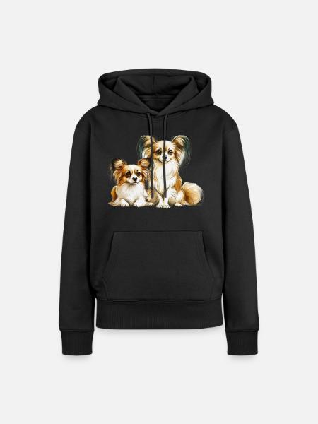 Papillon Hunde - Frauen Premium Bio Hoodie - Schwarz