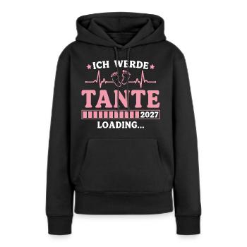 Ich werde Tante 2027 – Werdende Tante - Frauen Premium Bio Hoodie - Schwarz - Vorne - Julia (174cm)