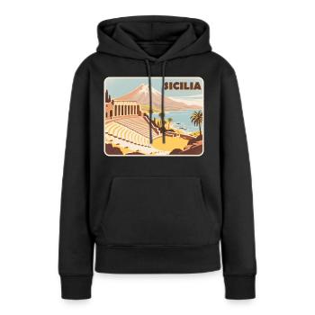 Sizilien - Frauen Premium Bio Hoodie - Schwarz - Vorne - Julia (174cm)