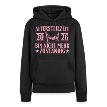 Collègue partiel à la retraite 2026 n’est plus responsable - Sweat à capuche Premium bio Femme - noir - Devant - Julia (174cm)