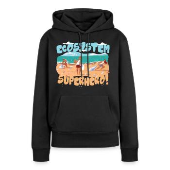 Écologie des écologues - Sweat à capuche Premium bio Femme - noir - Devant - Julia (174cm)